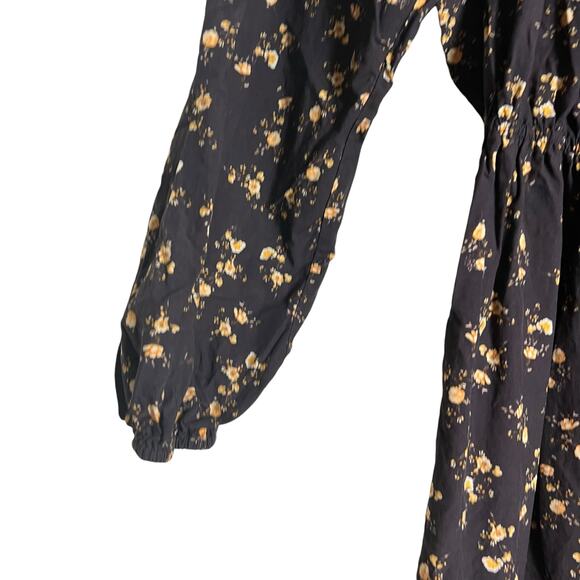 Rails Sal Black Floral Print Button Front Long Sleeve Midi Dress Size XS - Picture 10 of 16